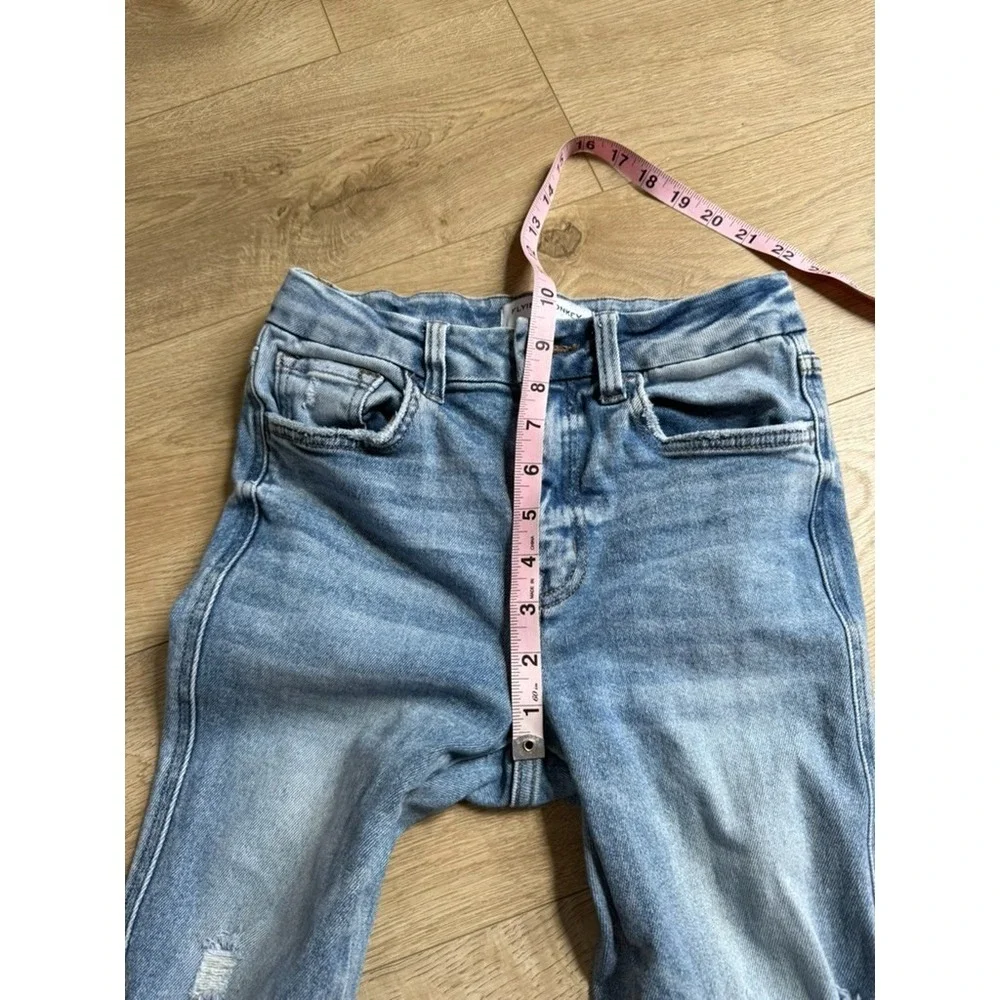 EUC Girls Flying Monkey Youth high rise boot jeans distress adjustable waist 14